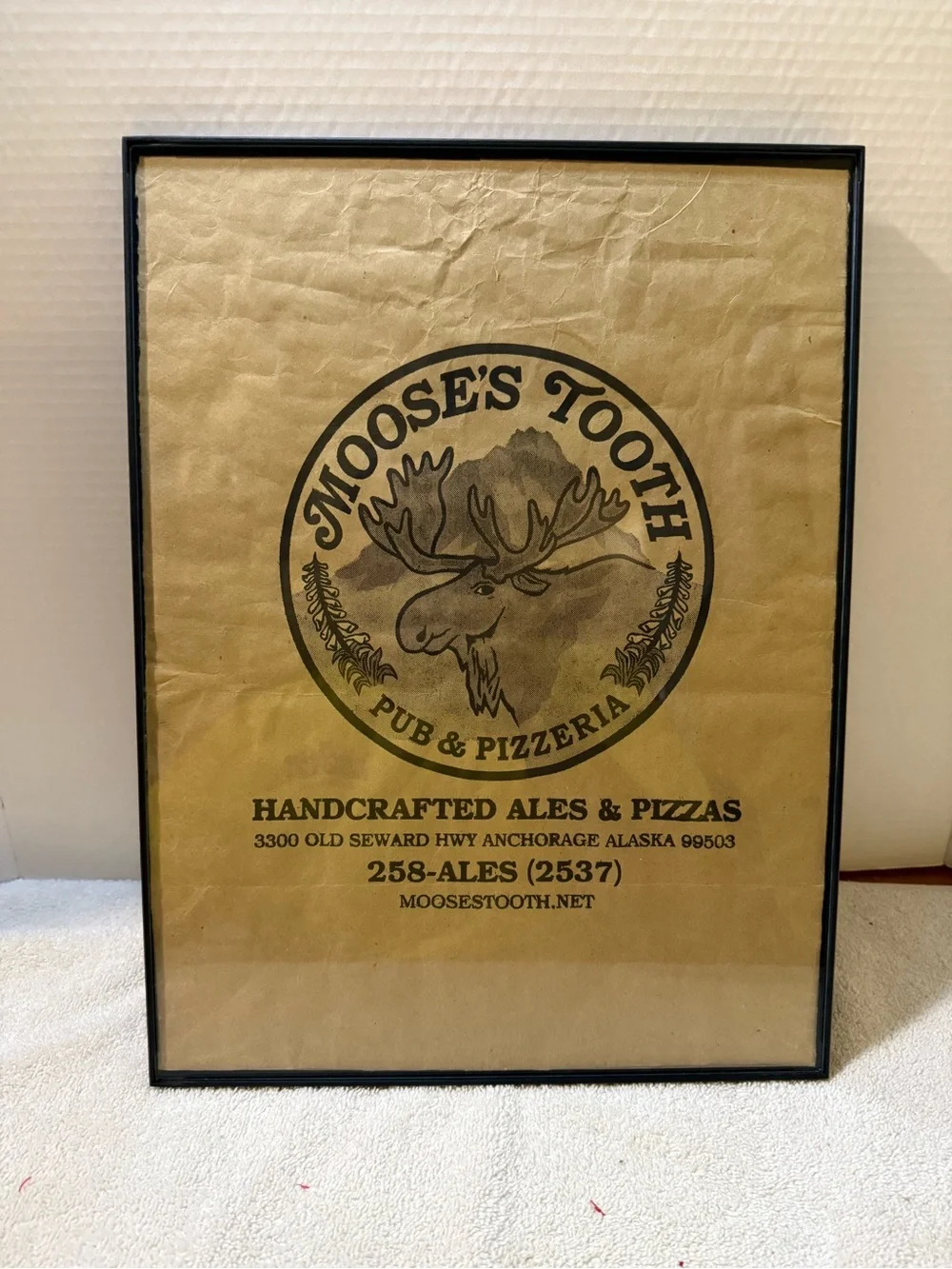 Moose's Tooth Pub & Pizzeria Framed Logo Print - Brown paper bag